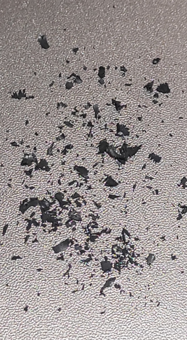 résidus de plastique et poudre